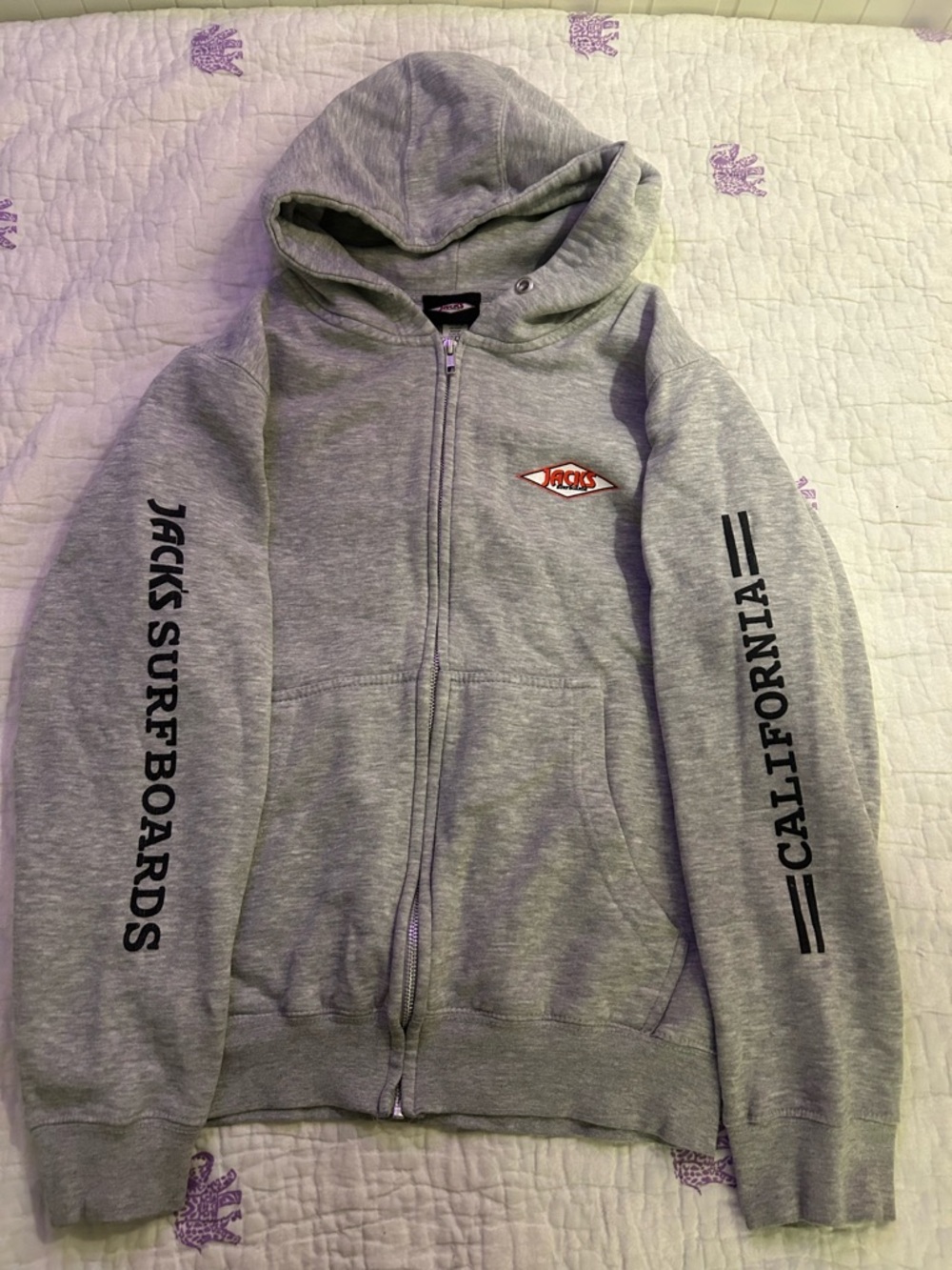 Jack's Surfboards Womens Gray Zip-Up Hoodie Jacket